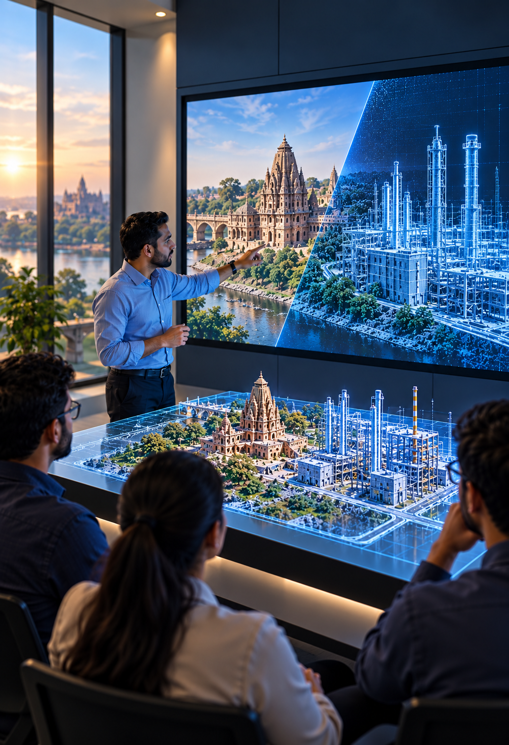 Praman team reviewing heritage and industrial digital models