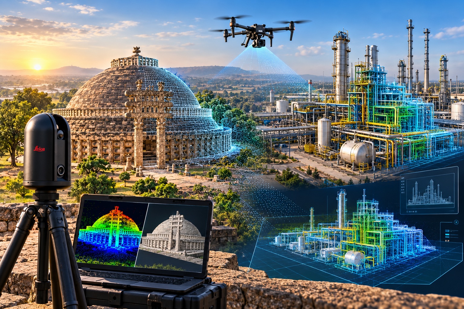 Heritage architecture with Leica BLK360, drone surveying and a digital point-cloud transition